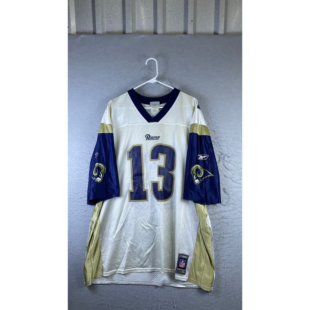 Reebok NFL St. Louis Rams Jersey Mens XXL White Good Kurt Warner 13 Replica